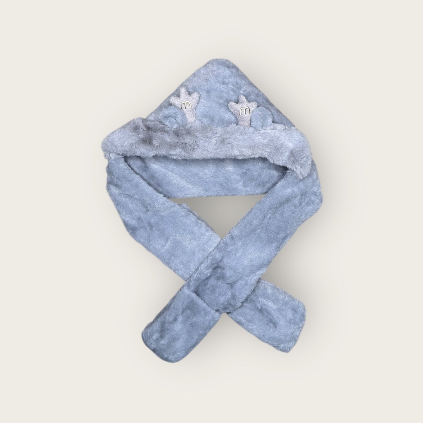 Plush Hooded Scarf- Deer GREY